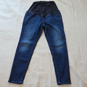 Ingrid & Isabel Dark Blue Maternity Jeggings with Black Panel